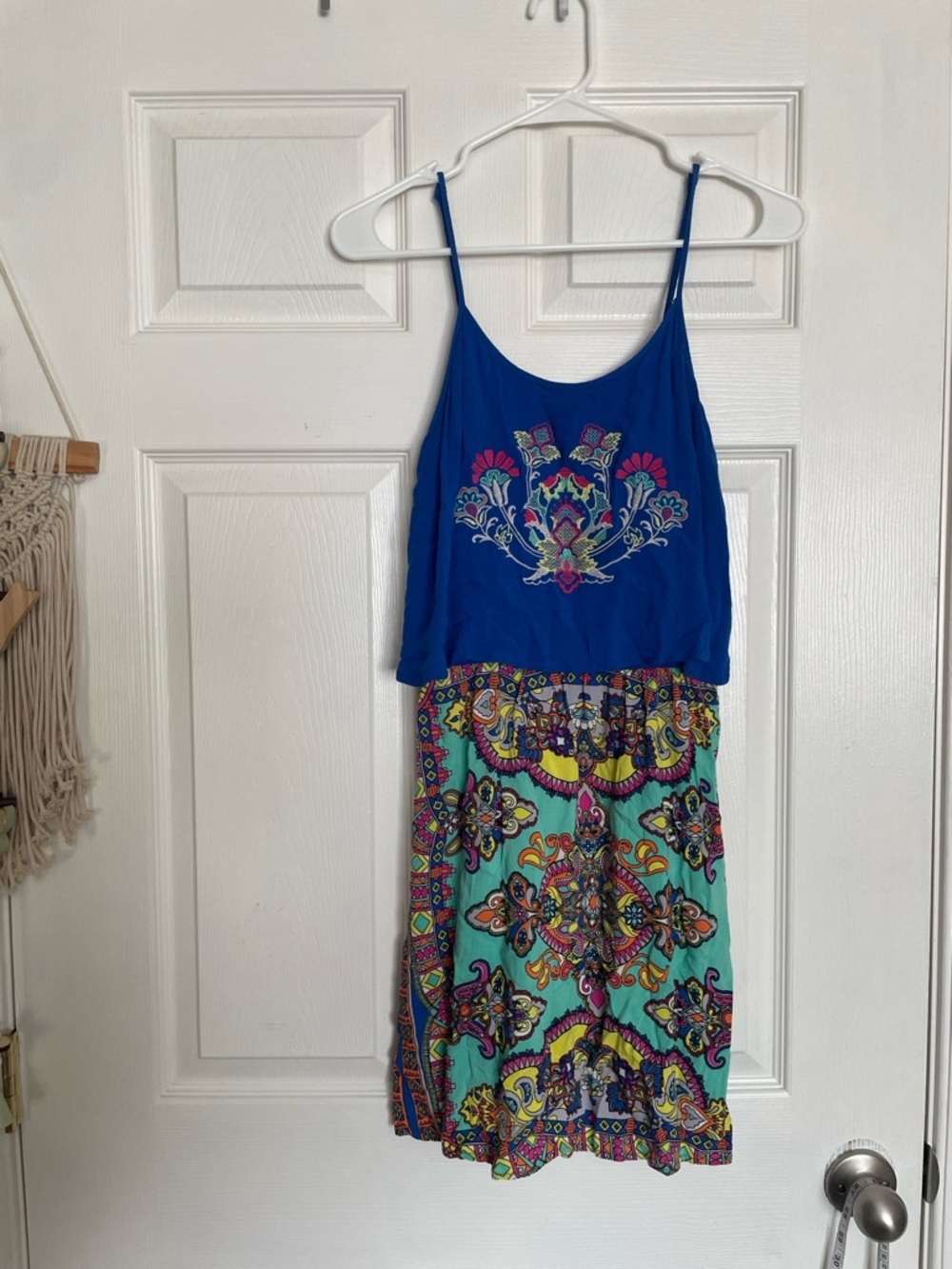 Alya Women’s Size Small Colorfun Blue Embroidered Mini Dress